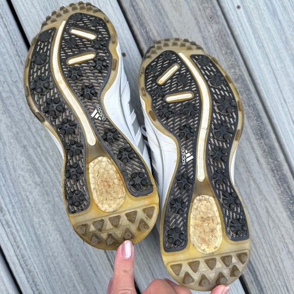 Adidas Adipower Boost Mens 10.5 White and Grey Golf Cleats - Picture 12 of 16